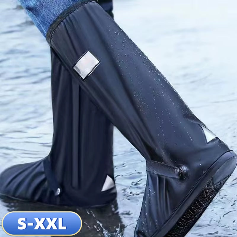 S-XXL Reusable Motorcycle Bike Rain Shoes Cover Anti-Slip Boot Pants Covers Unisex Cycling Shoes Protectors for Rainy Snowy Day