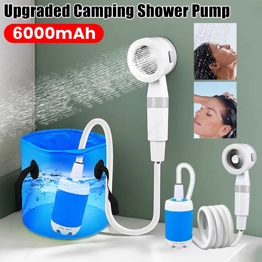 Portable Camping Shower Pump with Digital Display 4000Mah Upgraded Rechargeable Electric Shower Pump Camping Beach Dormitory