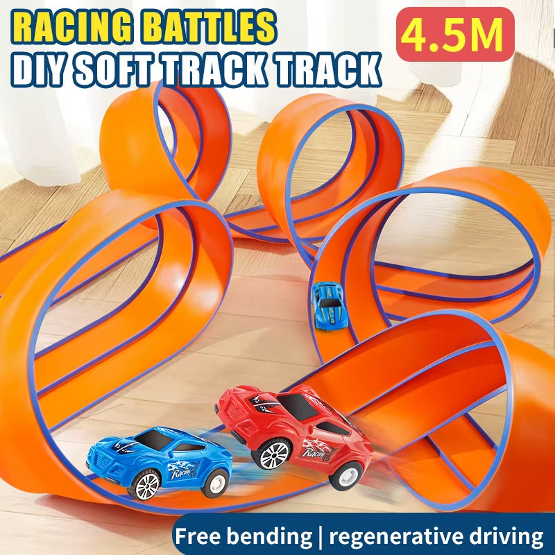 Flexible 4.5M Race Track with Suction Cup Toys, Cars Random Color - Portable, DIY & Changeable, Christmas/Halloween/Thanksgiving