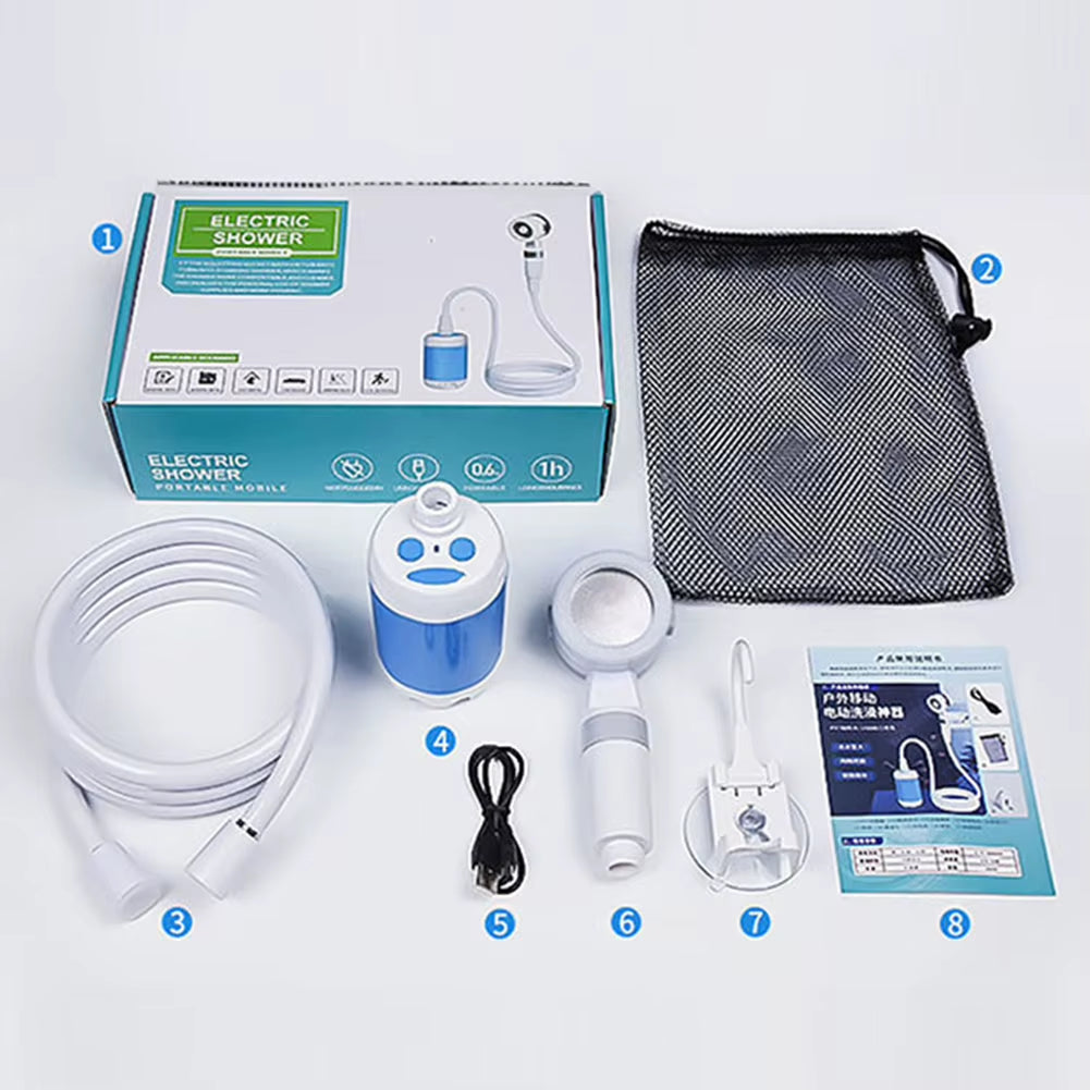 Portable Camping Shower Pump with Digital Display 4000Mah Upgraded Rechargeable Electric Shower Pump Camping Beach Dormitory
