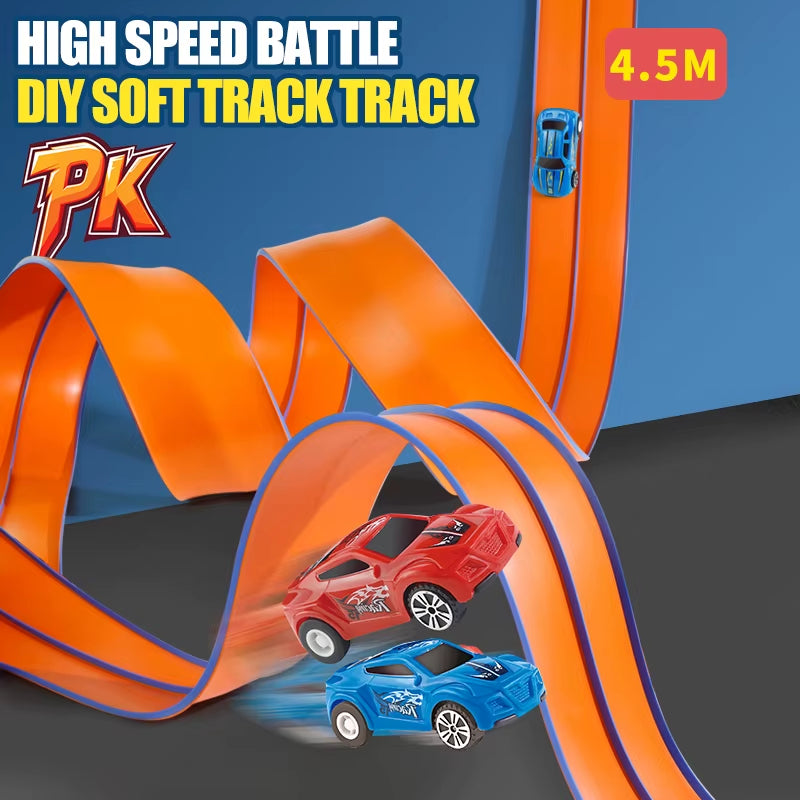 Flexible 4.5M Race Track with Suction Cup Toys, Cars Random Color - Portable, DIY & Changeable, Christmas/Halloween/Thanksgiving